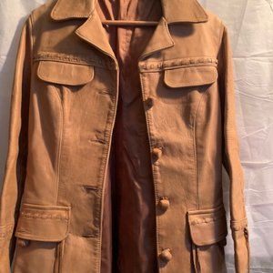 VINTAGE  1980s Style Tan Leather Jacket, Size Medium